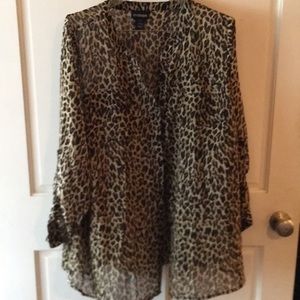 Lane Bryant sheer leopard button up blouse 22/24